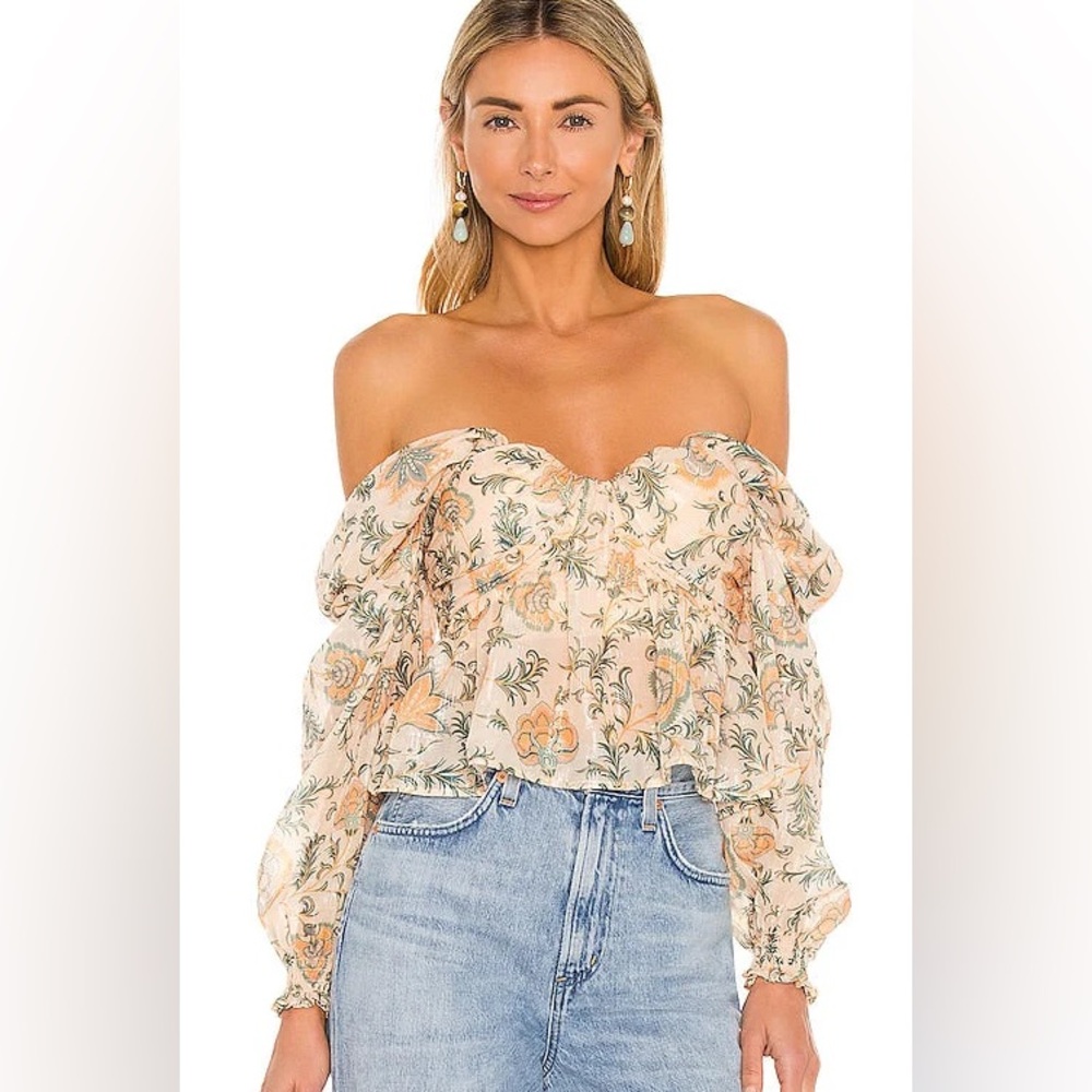 House of Harlow 1960 x Revolve Burna Blouse in Neutral